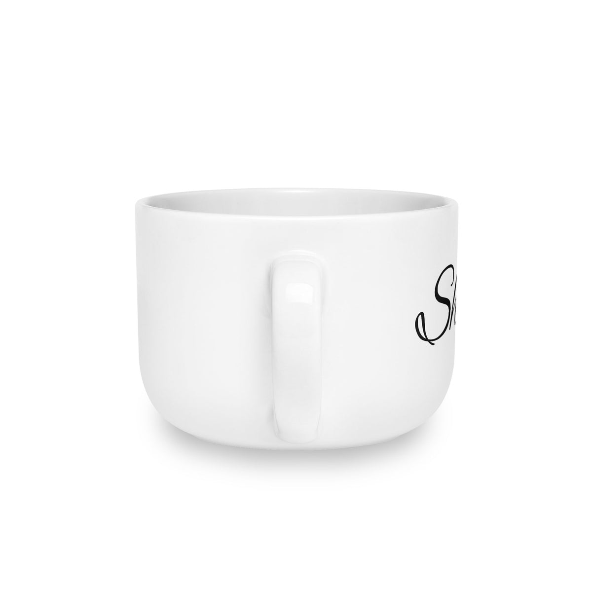 Shhhh... (customizable) 25oz White Ceramic Latte Mug – Large Quiet Morning Coffee Cup