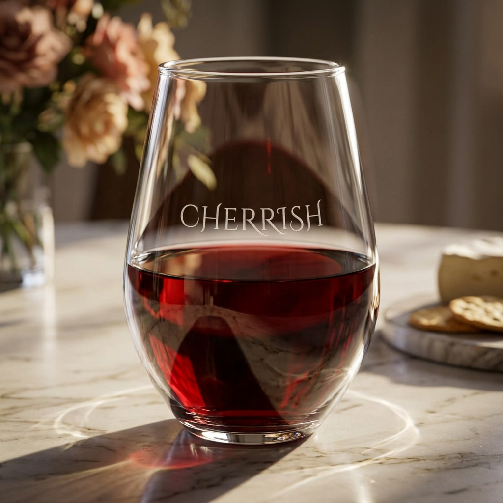 CHERRISH: Stemless Wine Glass 11.75oz — Clear Modern Everyday Wine Tumbler